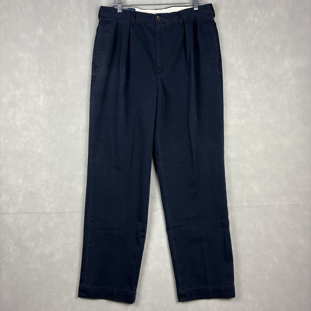Vintage Polo Ralph Lauren Andrew Pants Mens 35x32 (Fits 33x31) Blue Double Pleat